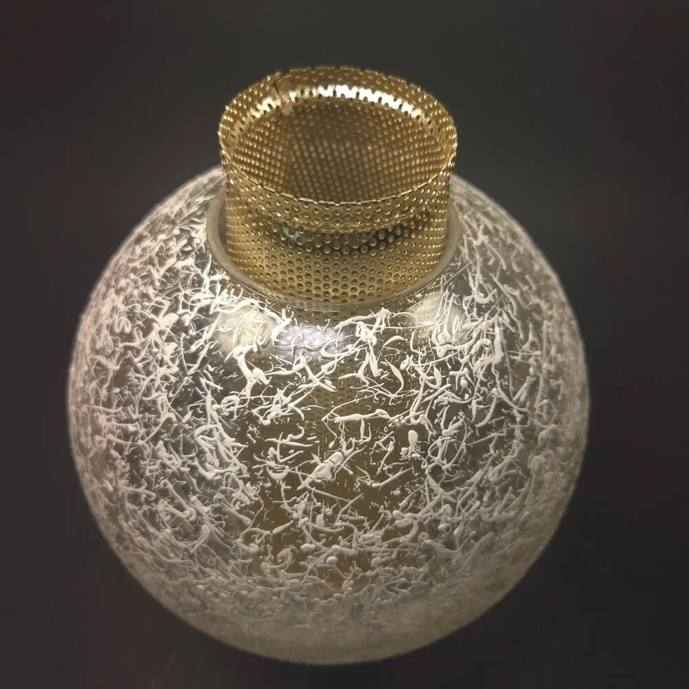 Vintage Mid Century Modern Glass Ceiling Light Globe Brass Diffuser 9